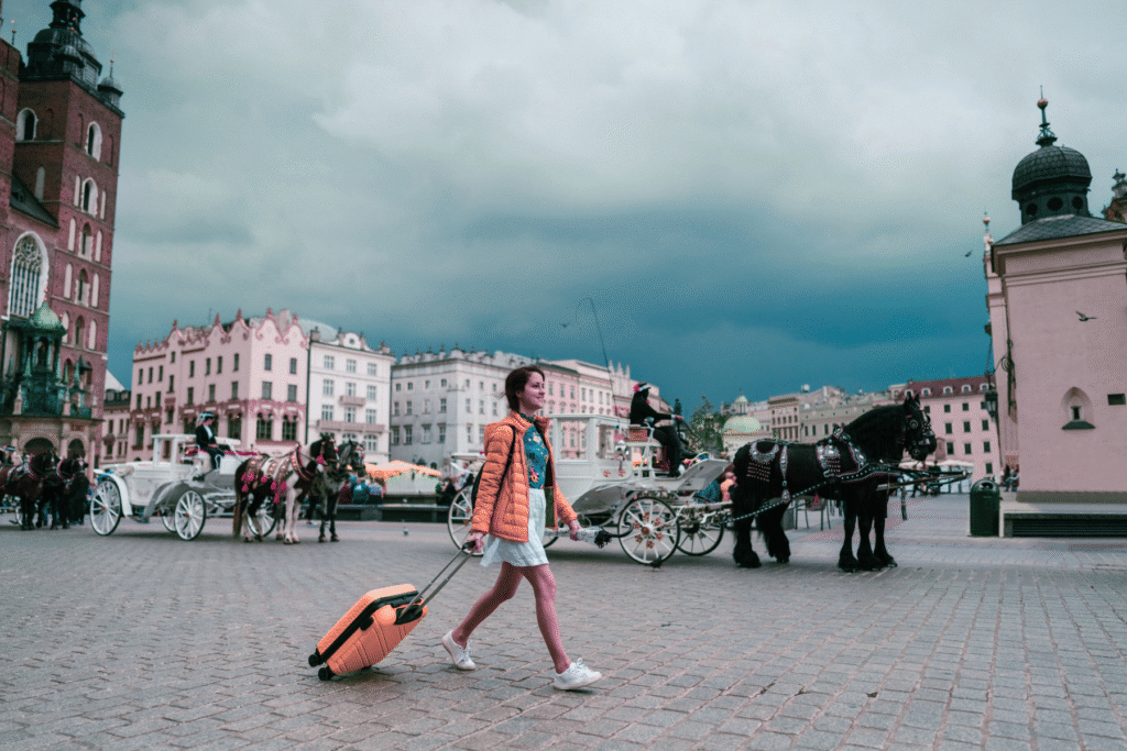 solo traveling walking old town